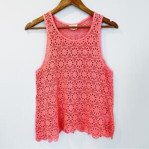 Urban Outfitters Daisy Lace Swing Top Coral Medium EUC